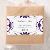 紫のフローラの結婚スワールの水のボトルの好意 ラベル (インサイチュ)