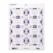 紫のフローラの結婚スワールの水のボトルの好意 ラベル (フルシート)