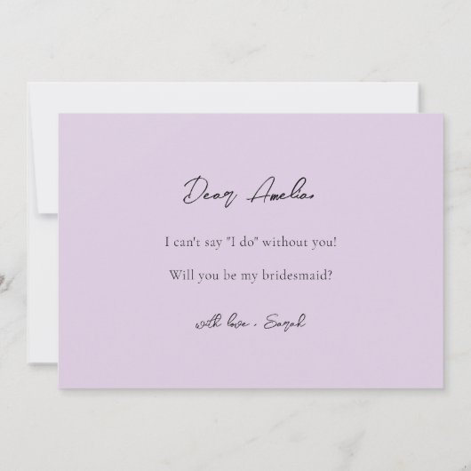 紫のフローラの緑の花嫁の提案カード 招待状 (裏面)