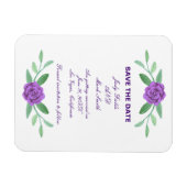 紫のフローラの緑の葉が日付を救う マグネット (横)