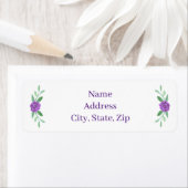 紫のフローラの緑の葉の住所 シール (インサイチュ)