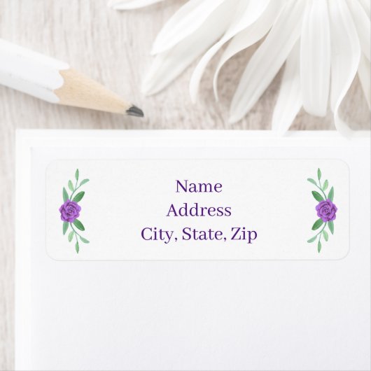 紫のフローラの緑の葉の住所 シール (インサイチュ)