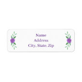 紫のフローラの緑の葉の住所 シール (正面)