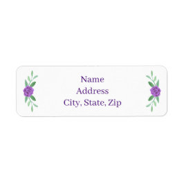 紫のフローラの緑の葉の住所 シール