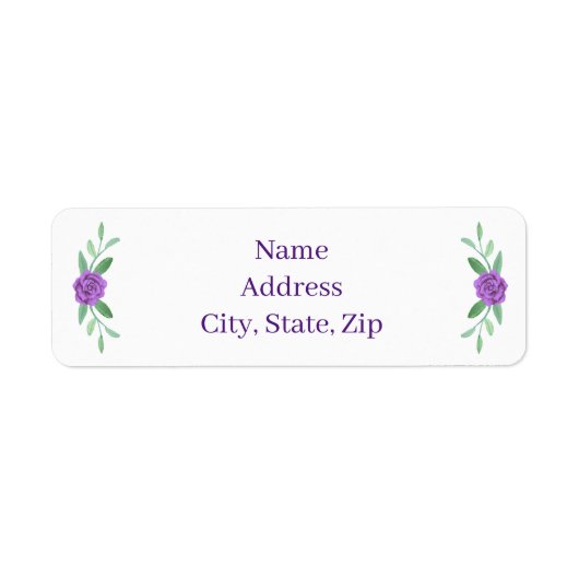 紫のフローラの緑の葉の住所 シール (正面)
