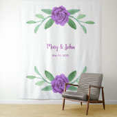 紫のフローラの緑の葉の写真の背景 タペストリー (インサイチュ)