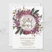 紫のフローラの花のシャワー招待状 招待状 (正面)
