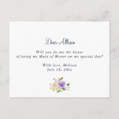 紫のフローラは私のメイド・オブ・オーナー（花嫁付き添い人）カード インビテーションポストカード (裏面)