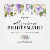 紫のフローラは私の花嫁の写真にする メタルオーナメント (正面)