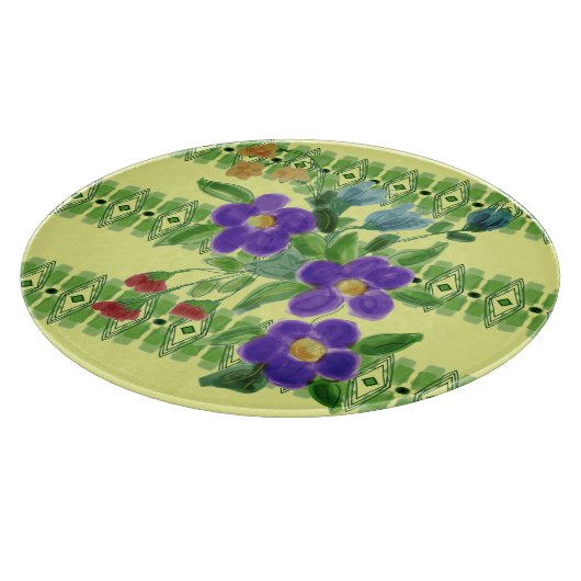 紫のフローラアクセント カッティングボード (角)