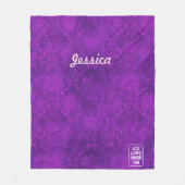 紫のフローラアートろうけつ染め神はevery1を愛カスタムす フリースブランケット (正面)