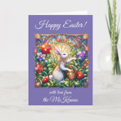 紫のフローライースターラビットステンドグラス シーズンカード (正面)