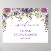 紫のフローラウェルカムサイン ポスター (正面)