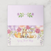 紫のフローラウッドランド水彩森林動物 プレイスカード (外部開封)