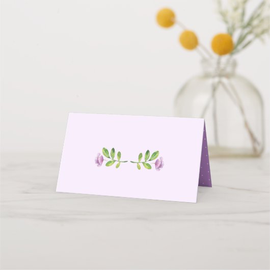 紫のフローラウッドランド水彩森林動物 プレイスカード (裏面)