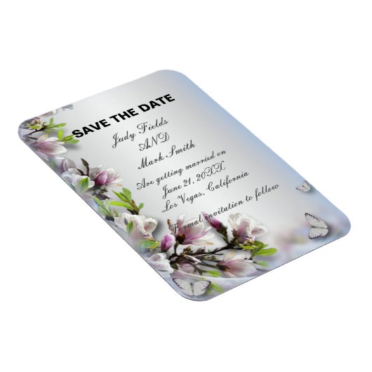 紫のフローラエレガントと蝶が日付を保存 マグネット (右側)