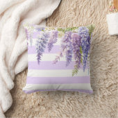 紫のフローラエレガントの藤の紫の白いストリップ クッション (ブランケット)