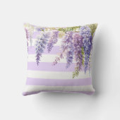 紫のフローラエレガントの藤の紫の白いストリップ クッション (裏面)