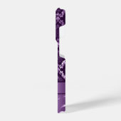 紫のフローラエレガントダマスクのメタリックテクスチャ iPhoneケース (左側面)