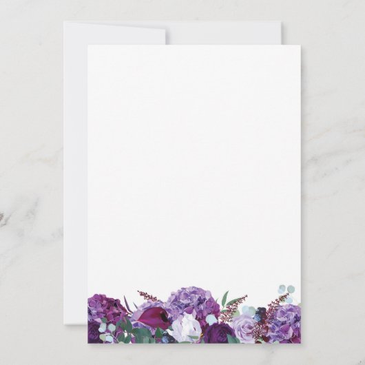 紫のフローラエレガント幾何学日付の保存 セーブザデート (裏面)