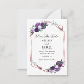 紫のフローラエレガント幾何学日付の保存 ノートカード (正面)