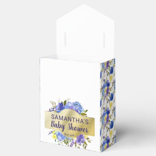 紫のフローラエレガント金ゴールド赤ちゃんシャワー フェイバーボックス (オープン)