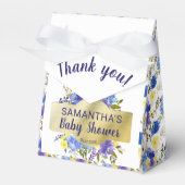 紫のフローラエレガント金ゴールド赤ちゃんシャワー フェイバーボックス (正面サイド)