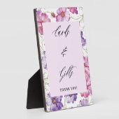 紫のフローラカードとギフト結婚ズ フォトプラーク (側面)