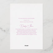 紫のフローラクレストイースターバニーガールベイビーシャワー 箔招待状 (裏面)