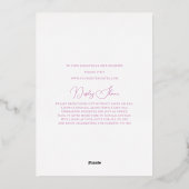 紫のフローラクレストイースターバニーボーイベビーシャワー 箔招待状 (裏面)