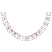 紫のフローラグリッターバタフライ月次バナー バンティングフラッグ (全)