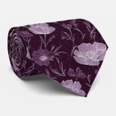 紫のフローラグリッターパターン ネクタイ (ロール)