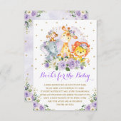 紫のフローラサファリ野生動物の本ベビー エンクロージャーカード (正面/裏面)