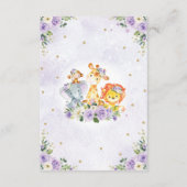 紫のフローラサファリ野生動物の本ベビー エンクロージャーカード (裏面)