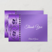 紫のフローラサンキューカード サンキューカード (正面/裏面)