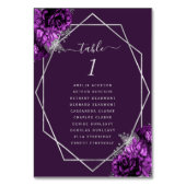 紫のフローラシルバージオメトリック結婚フレーム テーブルナンバー (裏面)
