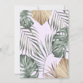 紫のフローラジャングルサファリアニマルベビシャワー 招待状 (裏面)