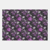 紫のフローラスカル ラッピングペーパーシート (正面2)