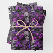 紫のフローラスカル ラッピングペーパーシート (インサイチュ)