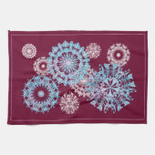 紫のフローラスノーフレークのキッチンタオル キッチンタオル (横)