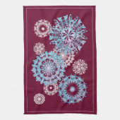 紫のフローラスノーフレークのキッチンタオル キッチンタオル (縦)