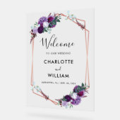 紫のフローラス結婚クリプトの歓迎 アクリルサイン (傾斜)