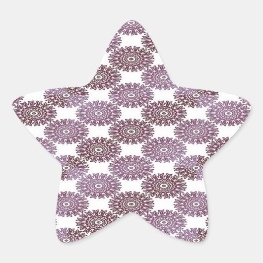 紫のフローラダマスクの白 星シール (正面)