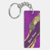紫のフローラダマスク金ゴールド旋回 キーホルダー (正面左)