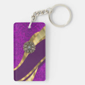 紫のフローラダマスク金ゴールド旋回 キーホルダー (裏面)