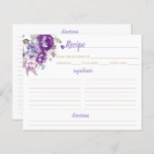 紫のフローラテーマレシピカードオーガナイザー (正面/裏面)