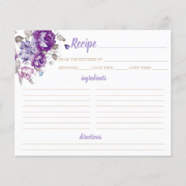 紫のフローラテーマレシピカードオーガナイザー