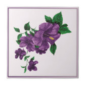 紫のフローラデザインのタイル タイル (正面)