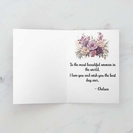 紫のフローラハッピーバースデーお母さんへ2 サンキューカード (内部)