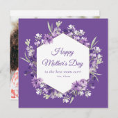 紫のフローラハッピーマザーデイカード シーズンカード (正面/裏面)